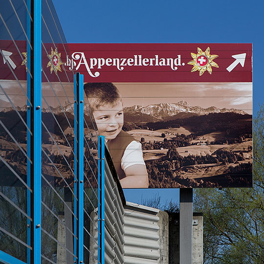 Hinweistafel Autobahnausfahrt zum Appenzellerland