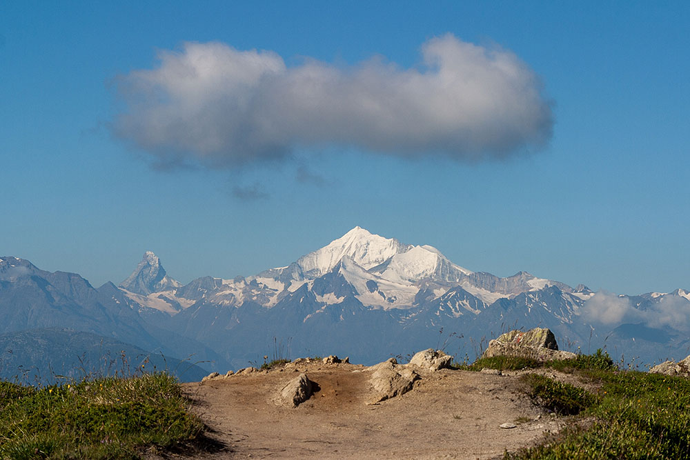 Ausblick zum Matterhorn und Weisshorn